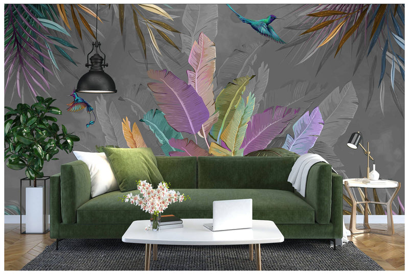 Banana and Palm Leaves Self adhesive wallpaper
