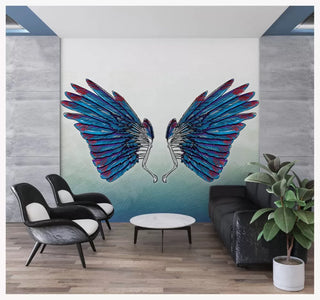 Blue Tones Bird Wings Wall Mural Self adhesive Wallpaper