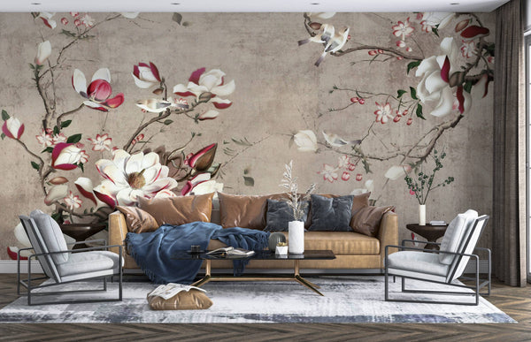 Beautiful Designed Nude Tones Flowers Self adhesive wallpaper