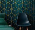 Petrol Blue Color Geometric Pattern Wallpaper