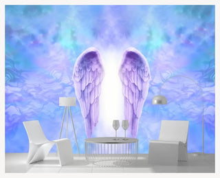 Blue Paradise Light Angel Wings Wall Mural Wallpaper - Luzen&Co