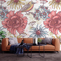 Big Flowers and Birds Self adhesive wallpaper