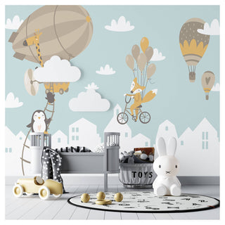 Cloudy Sky Air Balloon Wallpaper, Wall sticker, Wall poster, Wall Decal - Luzen&co