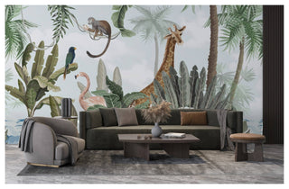 Forest And Animals Self Adhesive Wallpaper