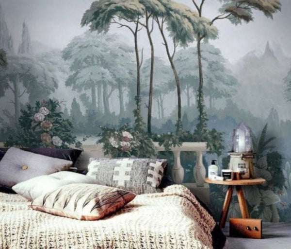 Foggy Tropical Tree Self adhesive wallpaper