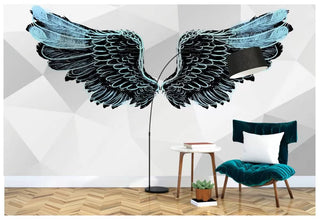 Black and Blue Tones Bird Wings Peel and Stick Wallpaper - Luzenandco