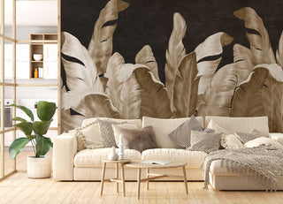 Gold Color Large Tropical Leaves Self adhesive wallpaper