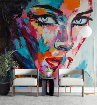 Oil Painting Colorful Woman Peel and Stick Wallpaper Australia - Luzen&Co