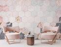 Pink Geometric Marble Pattern Wallpaper
