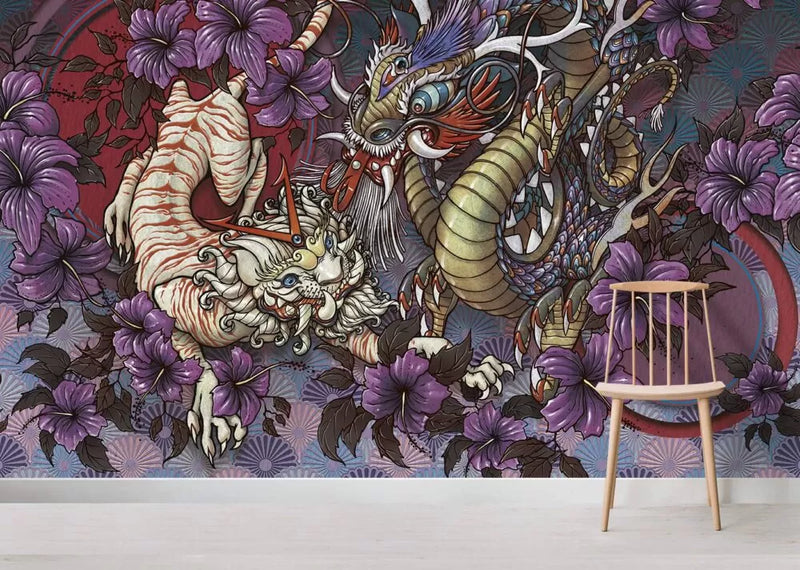 Purple Tones Dragon Designed Peel and Stick Australia Wallpaper - Luzen&Co
