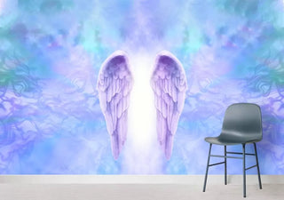 Blue Paradise Light Angel Wings Wall Mural Wallpaper - Luzen&Co