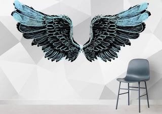 Black and Blue Tones Bird Wings Peel and Stick Wallpaper - Luzenandco