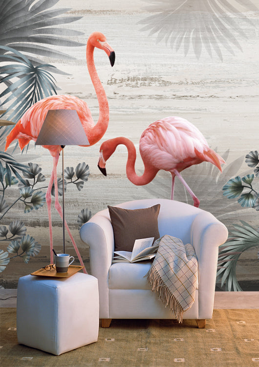 Flamingo Figures Tropical Self adhesive wallpaper