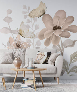 Nude Tones Big Flowers Self adhesive Wallpaper