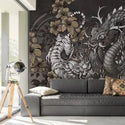 Grey Tones Dragon Designed Self Adhesive Wallpaper - Luzenandco