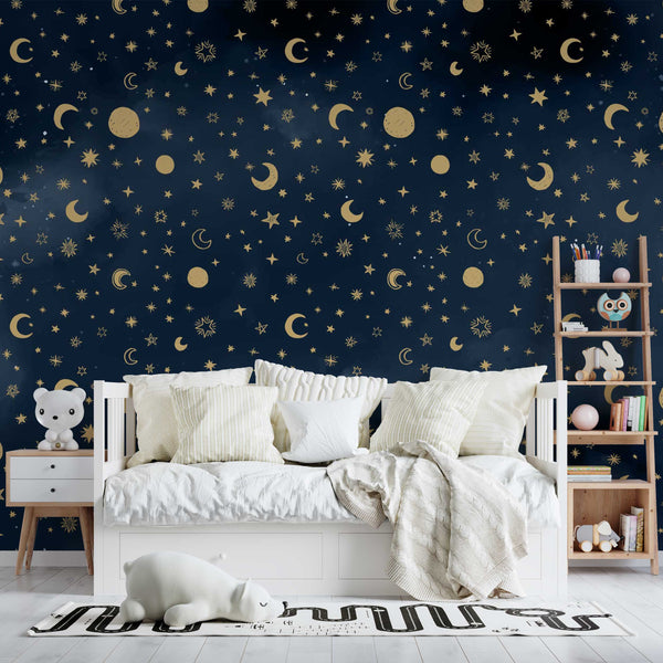Dark Stars and Moons Self adhesive Wallpaper