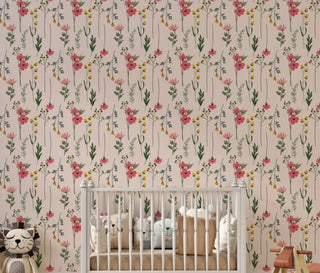 Grain Floral Pattern Pink Self adhesive Wallpaper