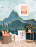 Golden Lines Drawn Mountain Landscape Wallpaper - Luzenandco