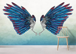 Blue Tones Bird Wings Wall Mural Self adhesive Wallpaper