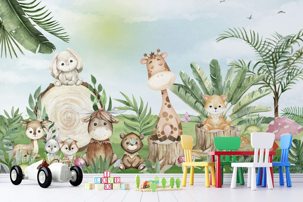 Animals In The Forest Kids Self adhesive Wallpaper