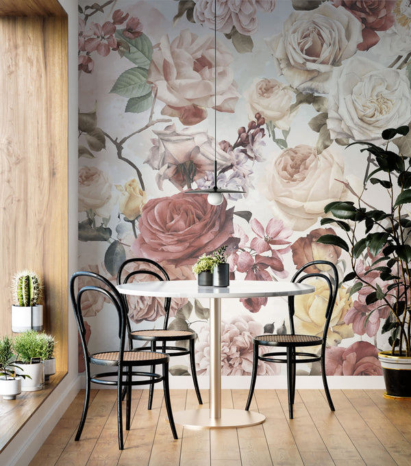 Soft Roses Peel and Stick Wallpaper in Australia - Luzen&Co