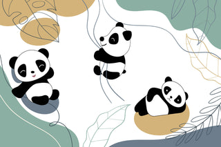Pandas Playing On Tree Wallpaper, Wall sticker, Wall poster, Wall Decal - Luzen&co