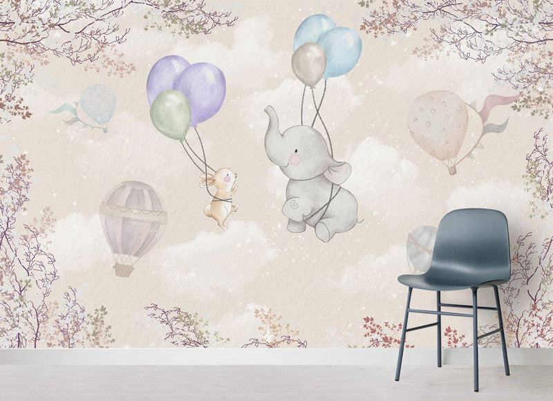 Elephant And Rabbit Wall Sticker, Wall sticker, Wall poster, Wall Decal - Luzen&co