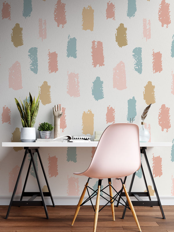 Brush Traces Wallpaper in Soft Colors