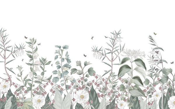 White Background Garden Wallpaper - Luzen&Co