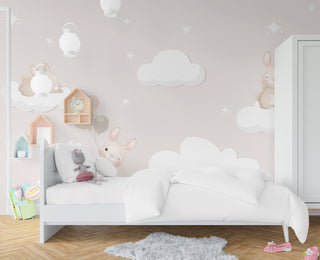 Bunnies Flying With Balloon Kids Wallpaper, Wall sticker, Wall poster, Wall Decal - Luzen&co