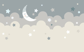 Cloudy Sky Stars and Moon Kids Wallpaper, Wall sticker, Wall poster, Wall Decal - Luzen&co