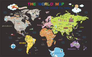 World map Kids Peel and Stick wallpaper Self adhesive wallpaper -Luzen&Co