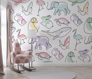 Cartoon Animal Figures Kids Wallpaper, Wall sticker, Wall poster, Wall Decal - Luzen&co