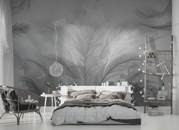 Black And White Soft Tropical Self Adhesive wallpaperBlack And White Soft Tropical Self Adhesive wallpaper