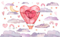 Heart Hot Air Balloon Wallpaper, Wall sticker, Wall poster