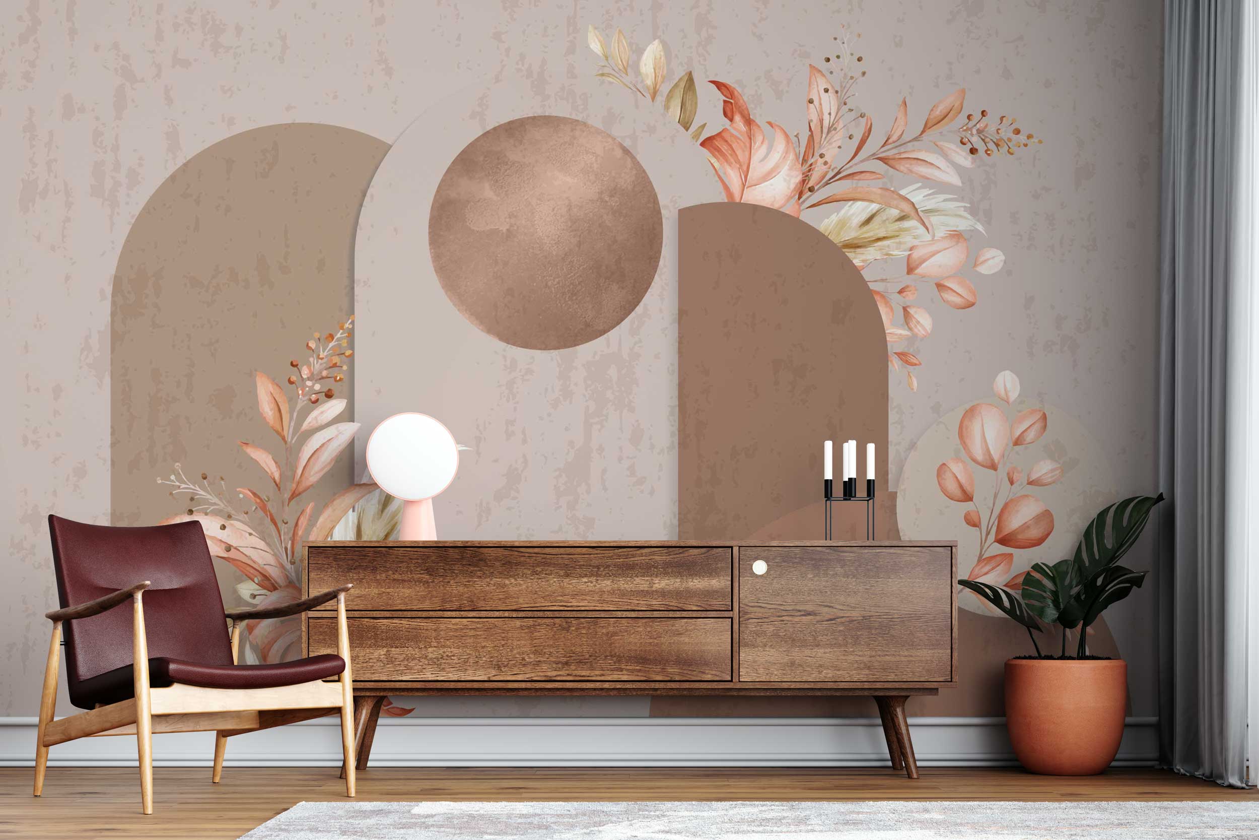 Geometric Patterns and Flowers Wallpaper