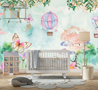 Butterfly and Elephant Self adhesive kids Wallpaper