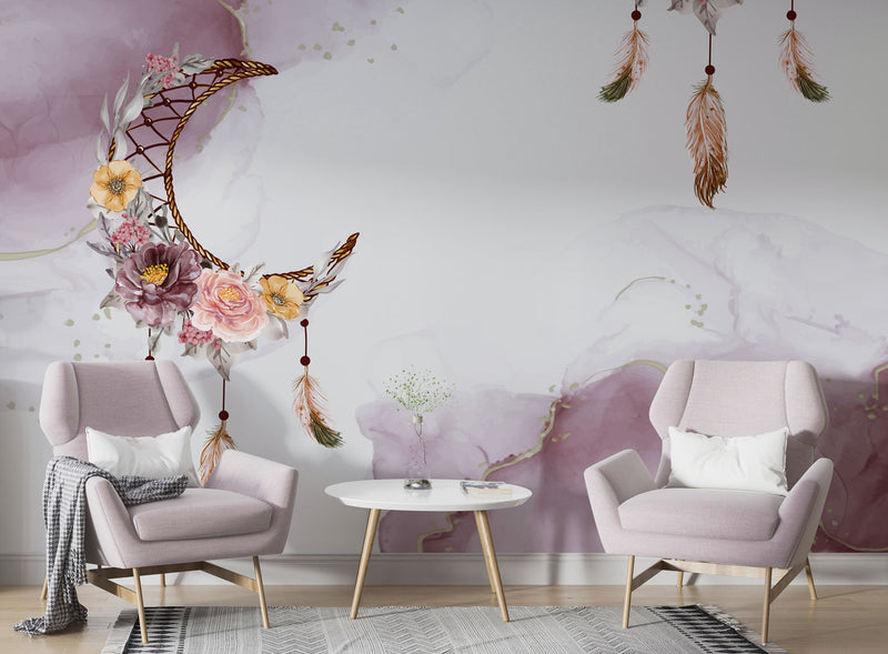 Flowers Hanging from the Moon Self adhesive Wallpaper