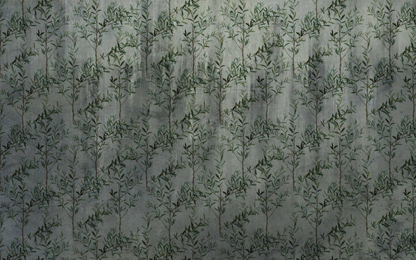 Olive Brances Patterned Floral Wallpaper