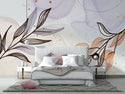 Linear Leaves with Watercolor Effect Self adhesive Wallpaper