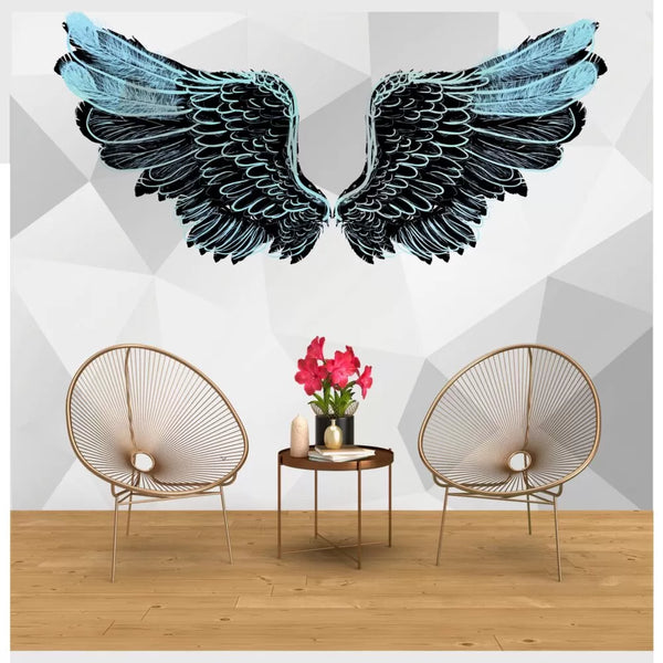 Black and Blue Tones Bird Wings Peel and Stick Wallpaper - Luzenandco