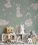 Bunnies and Birds Kids Peel and stick Wallpaper, Wall sticker, Wall poster, Wall Decal - Luzen&co