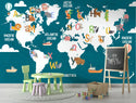 Animals World Map Kids Wallpaper, Wall sticker, Wall poster, Wall Decal - Luzen&co