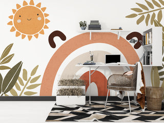 Rainbow and Sun Kids Wallpaper, Wall sticker, Wall poster
