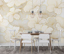 Gold Color Linear Lotus Flowers Self adhesive Wallpaper