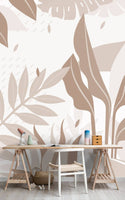 Pastel Tones Big Leaves Self adhesive Wallpaper