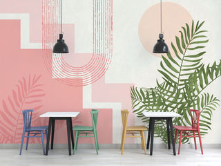 Geometric Patterns and Tropical Leaves Wallpaper