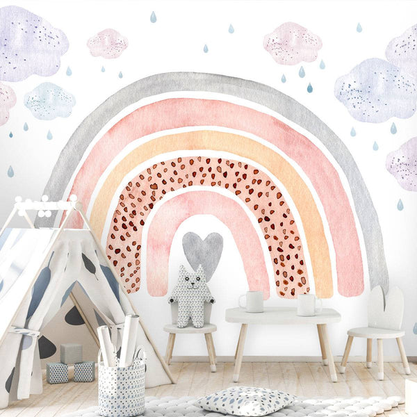 Little Heart into Rainbow Peel and Stick Wallpaper, Wall sticker, Wall poster