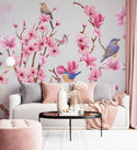 Pink Apricot Flowers Self adhesive Wallpaper