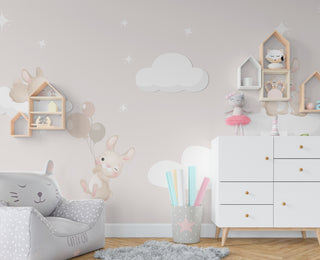 Bunnies Flying With Balloon Kids Wallpaper, Wall sticker, Wall poster, Wall Decal - Luzen&co